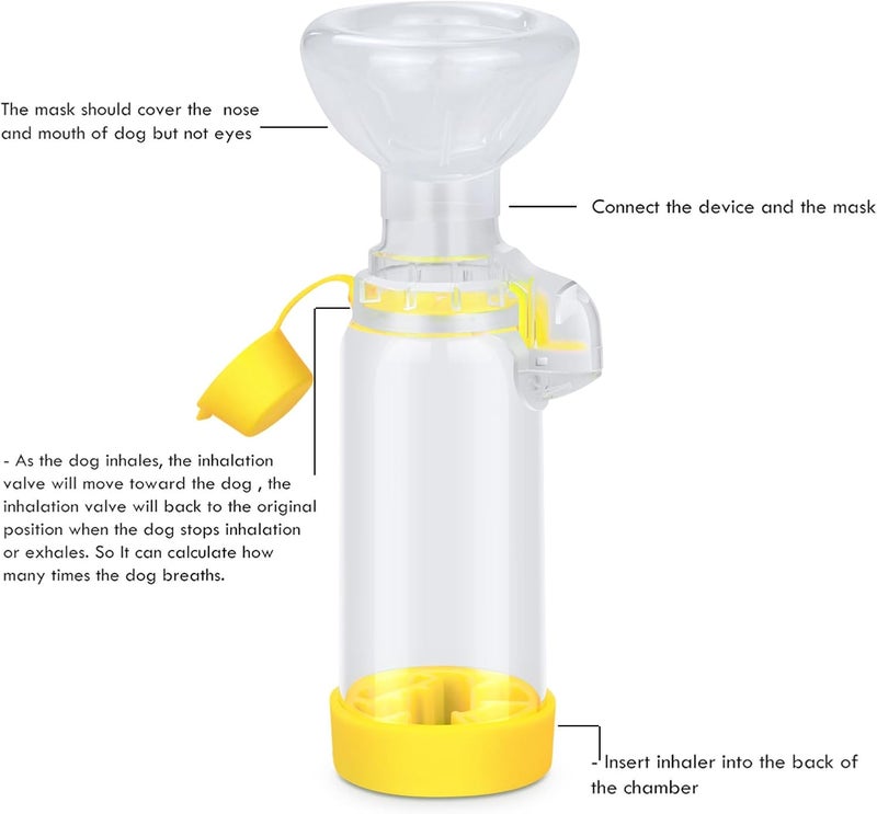 freespace Chamber for Pets Inhaler Spacer for Cat or Dog Handheld Spacer for Giving Medicine to Your Pet with Exclusive Breathing Indicator (for Cat(Yellow)) - Image 3